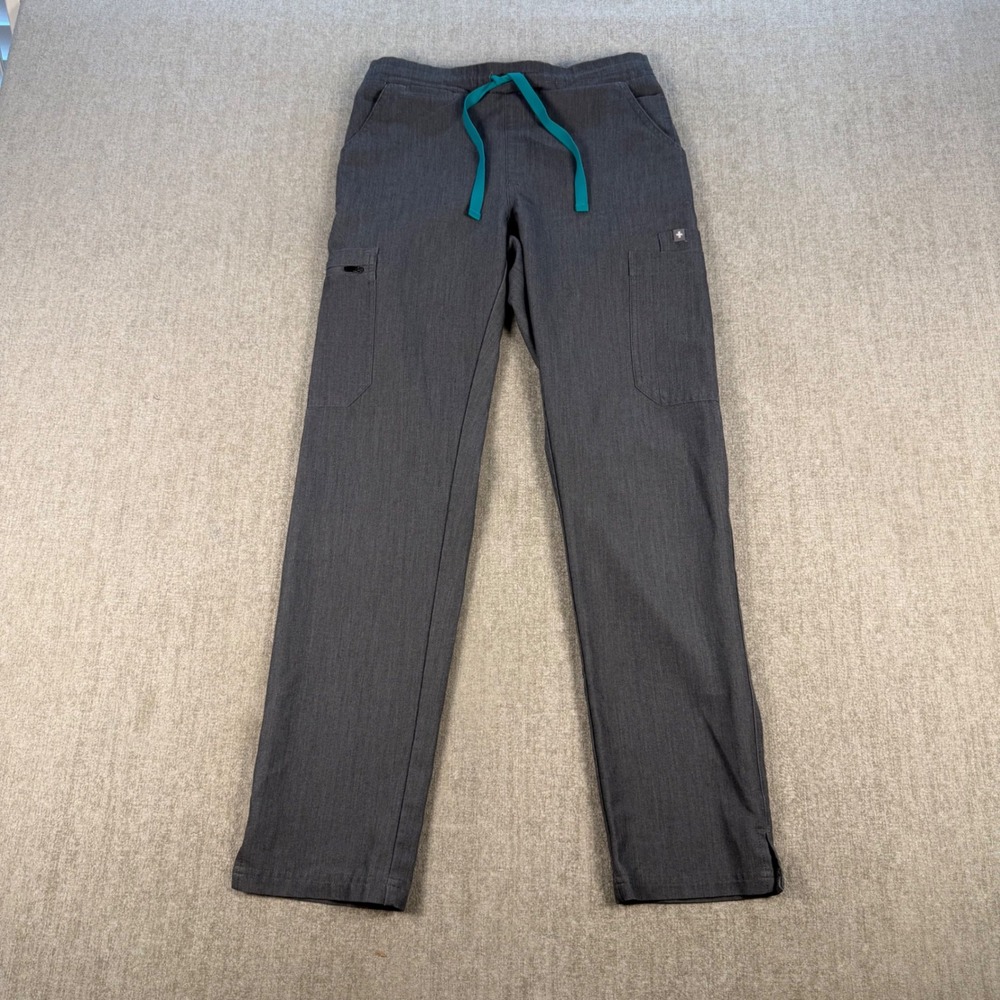 FIGS Scrub Pants Women XS Heathered Gray Technical Collection Cargo Drawstring